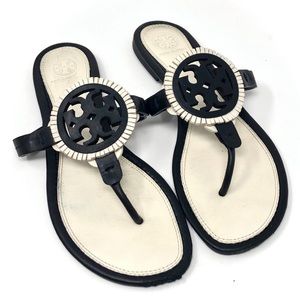 COPY - TORY BURCH Black & Bone Miller Fringe Sandals 8.5